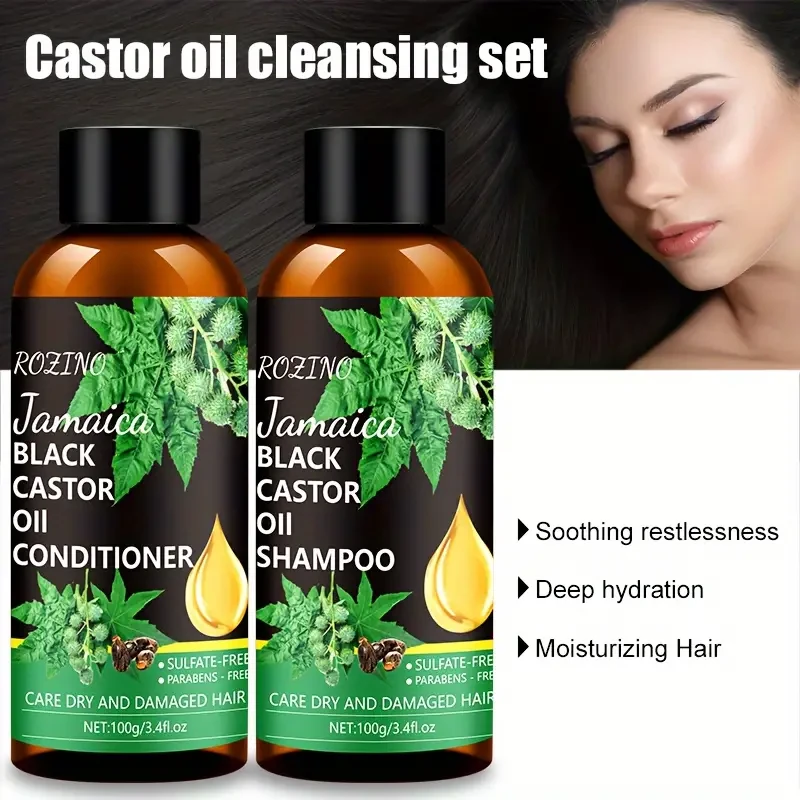 Jamaican Black Castor Shampoo And Conditioner Travel Set, Easy To Carry, Deep Clean And Condition Hair, Lasting Fragrance, Leaving Hair Naturally Fluffy, Light And Smooth, travel essential