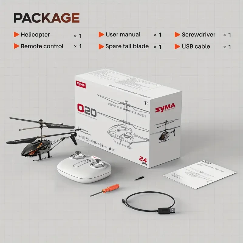 SYMA Q20 Remote Control Helicopter - One Key Take Off/Landing, 3.5 Channel with Gyro Stabilizer, Indoor UFO RC Toy