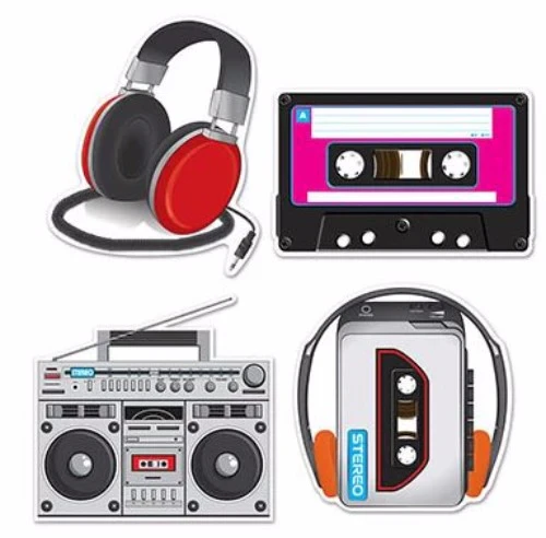 Cassette Player & Headphones Cutouts - Pack of 4