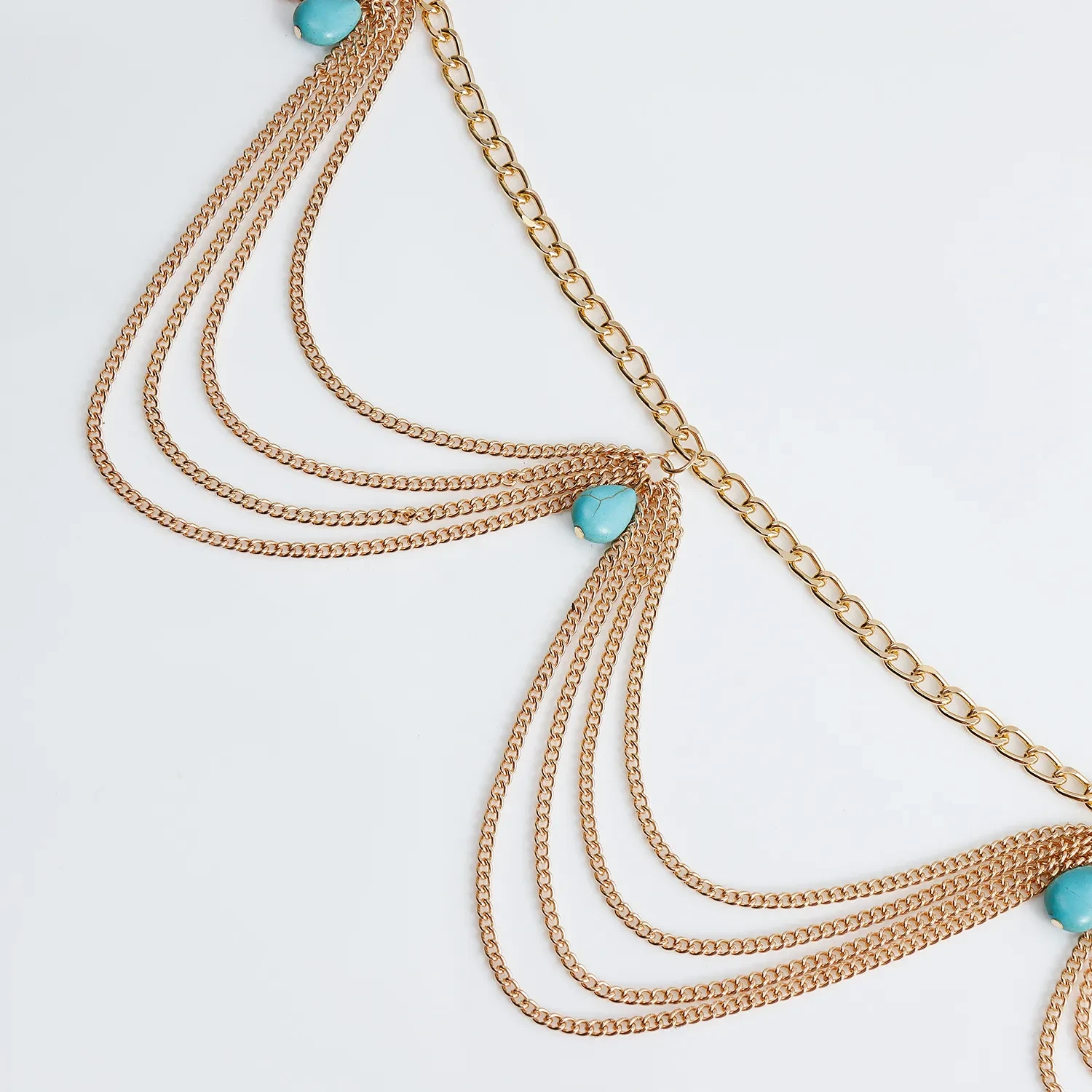 Classic Retro Turquoise Waist Belly Chain For Women Summer Beach Sexy Simple Body Chain Jewelry Accessories Gift