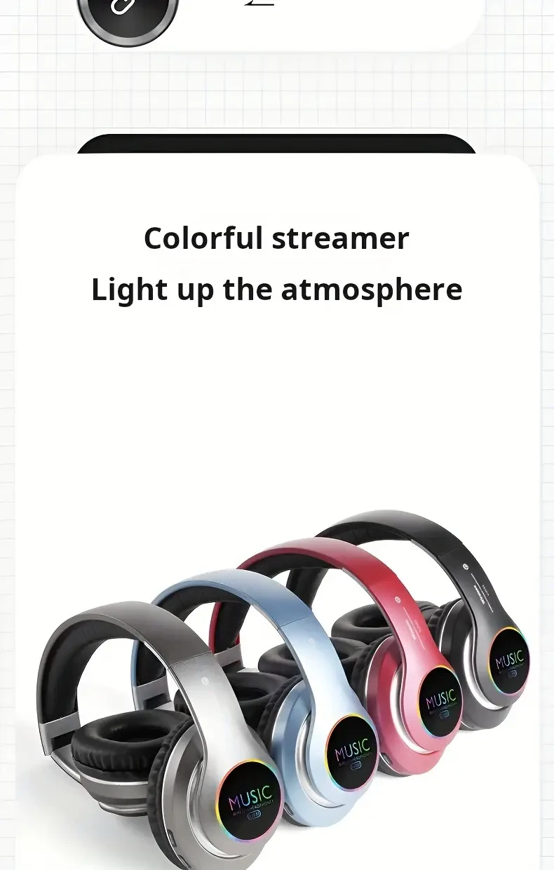 Wireless Gaming Headphones with Deep Bass, Foldable Lightweight Earbuds, 3.5mm Audio Cable Compatible, Push Button Volume Control, Condenser Mic, Non-Waterproof, USB Charging, 200mAh Rechargeable Battery, for Travel Work Laptop PC Cellphone - No Charger I