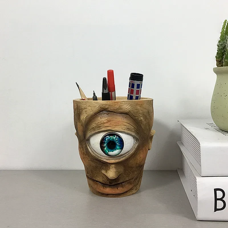 Cyclops Flower Pot Multifunctional Hand Painted Resin Ornament For Home Living Room Garden Decoration
