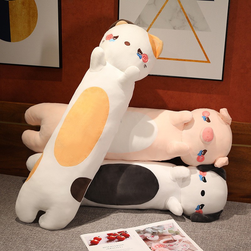50/70cm Cute Soft Long Cat Plush Toys Stuffed Pause Office Nap Pillow Bed Sleep Home Decor Gift Doll for Kids Girl