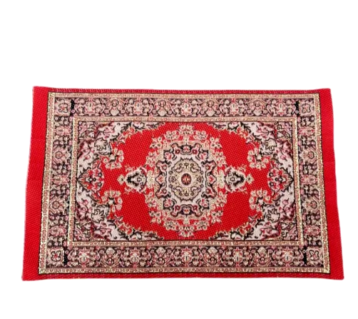 1:12 Scale Dollhouse Carpet Playing House Decor Floor Coverings Floral Pattern Mat Doll Accessories Miniature Weaving Rug