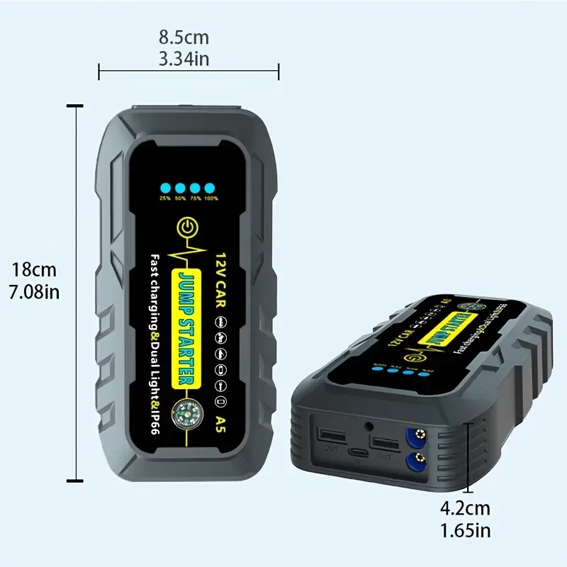1000A Portable Car Jump Starter 12V Portable Power with Dual USB Outputs
