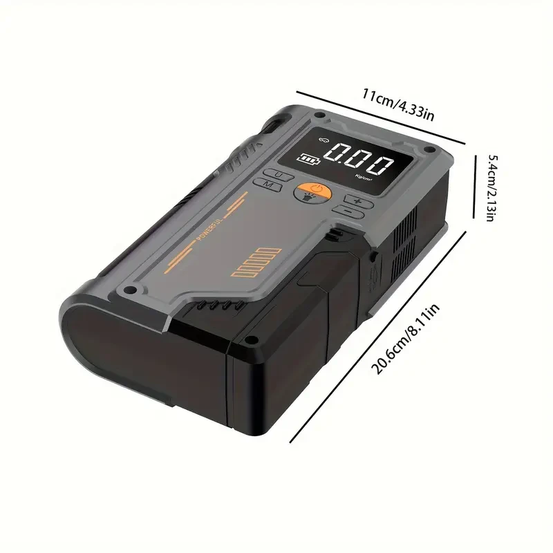 8000mAh Rechargeable Lithium Battery Portable Air Compressor Tank Style with Digital Pressure Gauge