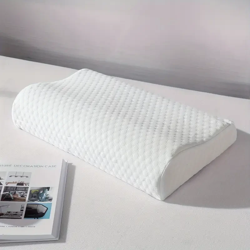 Anti-Snore Memory Foam Pillow with Knitted Cover - Temperature Sensing, Machine Washable, Medium Softness