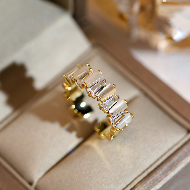 Real Gold Plating Small Diamond Opal Ring For Women