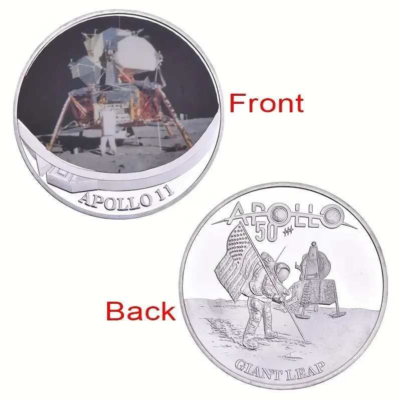 Apollo 11 Moon Landing Commemorative Coin Set, Iron Novelty Coins, First Successful Lunar Mission Souvenir, Space Collectibles, Educational Gift, Suitable for Ages 14+ - Pack of 5