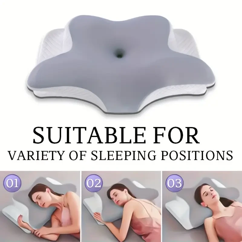1pc Cervical Pillow, Slow Rebound Cool Soft Pillow, Ergonomic Orthopedic Sleep Neck Contour Support Pillow Side Sleep, Orthopedic Support, Machine Washable Pillow Cover - Very Suitable For Sleep