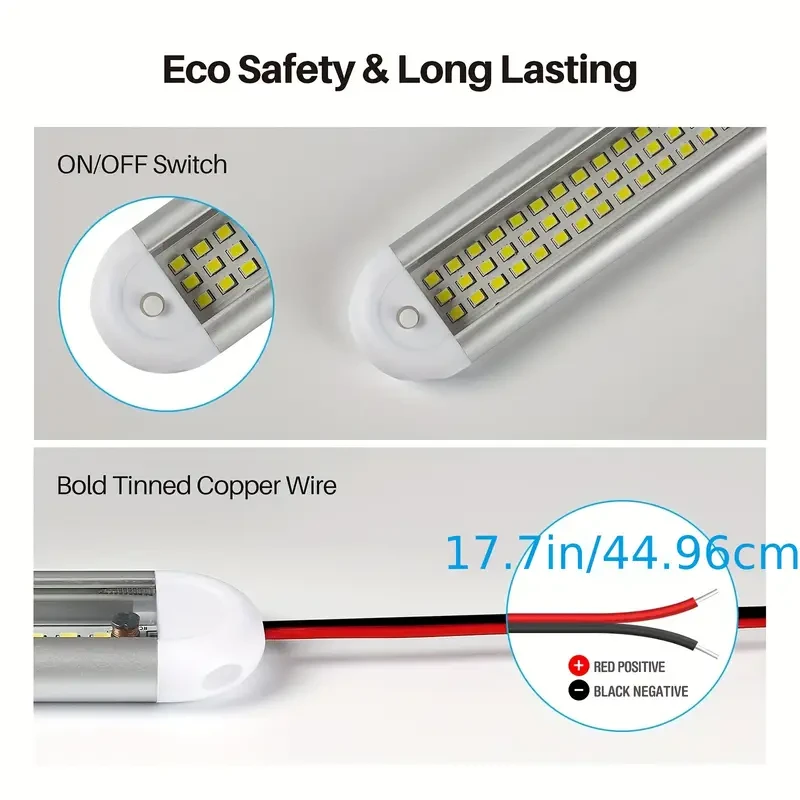4pcs Set 12V LED Interior Light Strip, 120 LEDs, 1500LM with On/Off for Switch - Ideal for Cargo Trailers, Cars, RVs, Vans, Trucks, Campers, Boats, Caravans