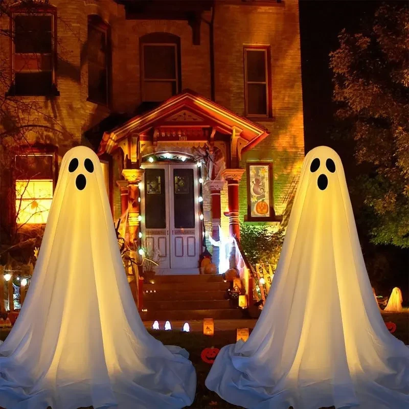 Halloween Skull Ghost Ornament Horror Outdoor Glowing Ghost Stake For Home Bar Haunted House Decoration