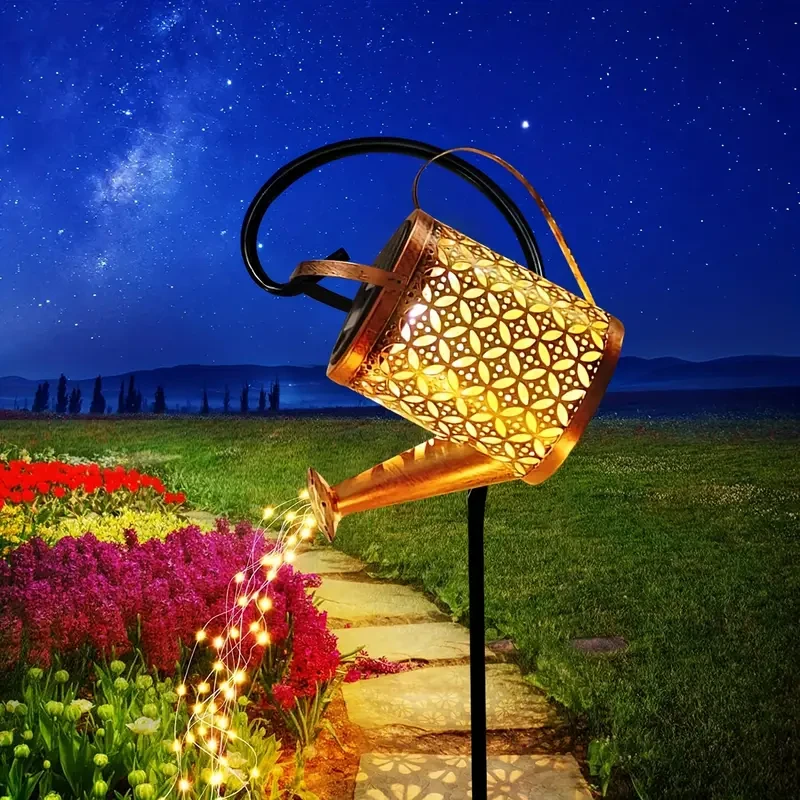 Solar-Powered LED Kettle Light - Metal Garden Lantern for Outdoor Patios, Lawns & Pathways
