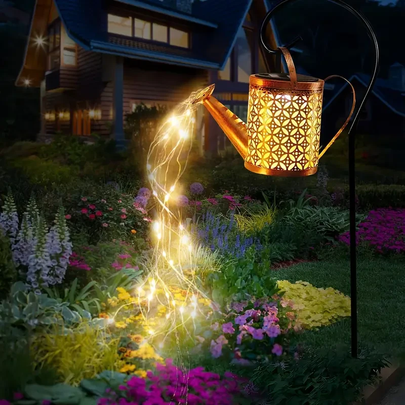 Solar-Powered LED Kettle Light - Metal Garden Lantern for Outdoor Patios, Lawns & Pathways