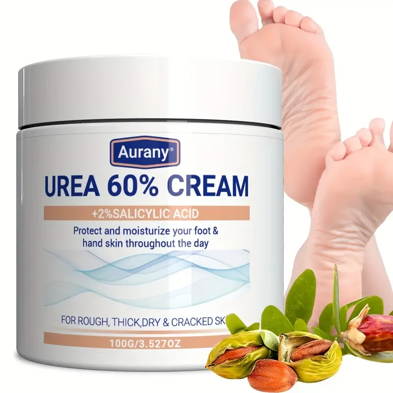Aurany Urea 60% Cream with 2% Salicylic Acid - Intensive Moisturizing Foot Cream for Rough, Thick, Dry & Cracked Skin