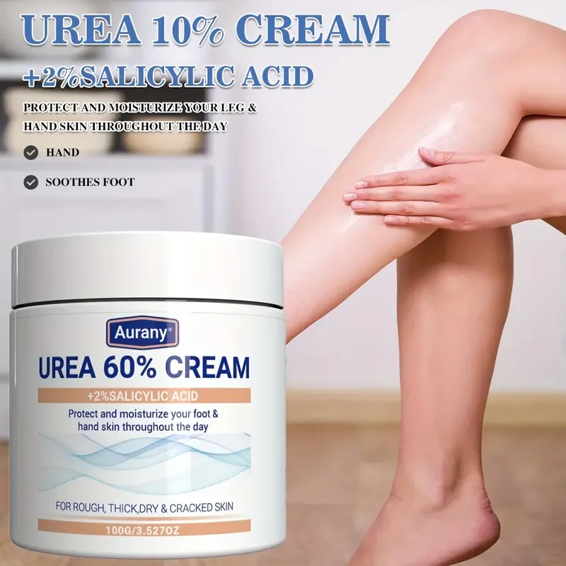 Aurany Urea 60% Cream with 2% Salicylic Acid - Intensive Moisturizing Foot Cream for Rough, Thick, Dry & Cracked Skin