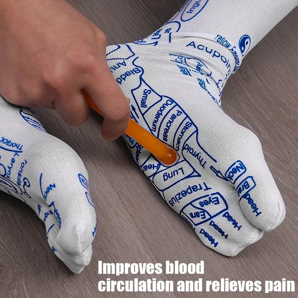Reflexology Chart Socks with Trigger Point Massage Tool