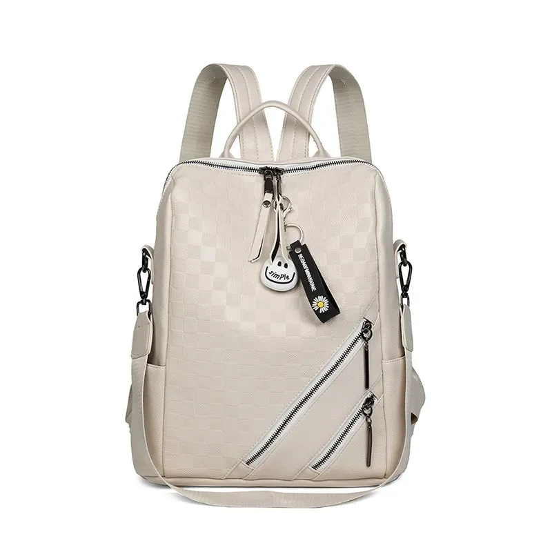 Checkerboard Backpack Casual Shoulder Bag For Women