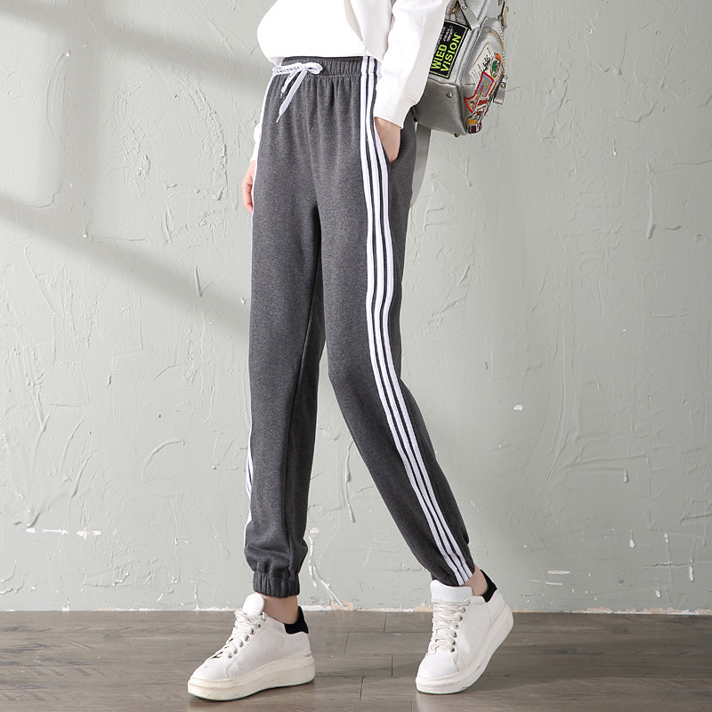 With Velvet Sport Watch in Autumn and Winter Winter Female Big Fat Code MM Student Casual Pants Loose Warm Nosing Trousers
