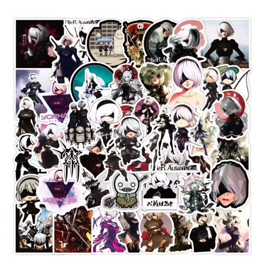 50PCS NieR:Automata Anime Game Stickers 2B Decoration Suitcase Scrapbooking Laptop Phone Stationery Cool Kid Toy Sticker