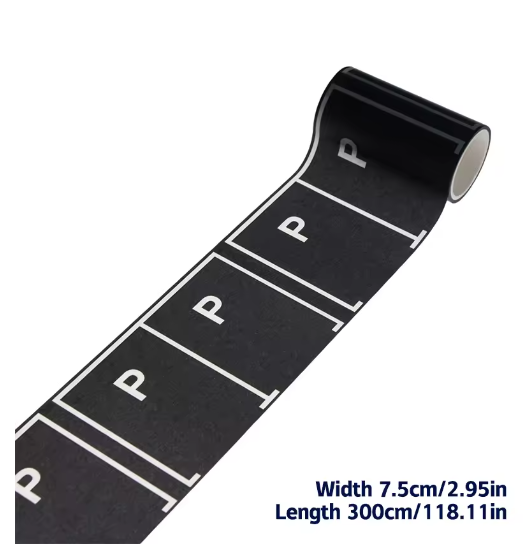 1Roll 5M 1:12 Dollhouse Road Traffic Railway Track Scene Tape Sticker Miniature Parking Scene Curve Sticker Model Decor Toy
