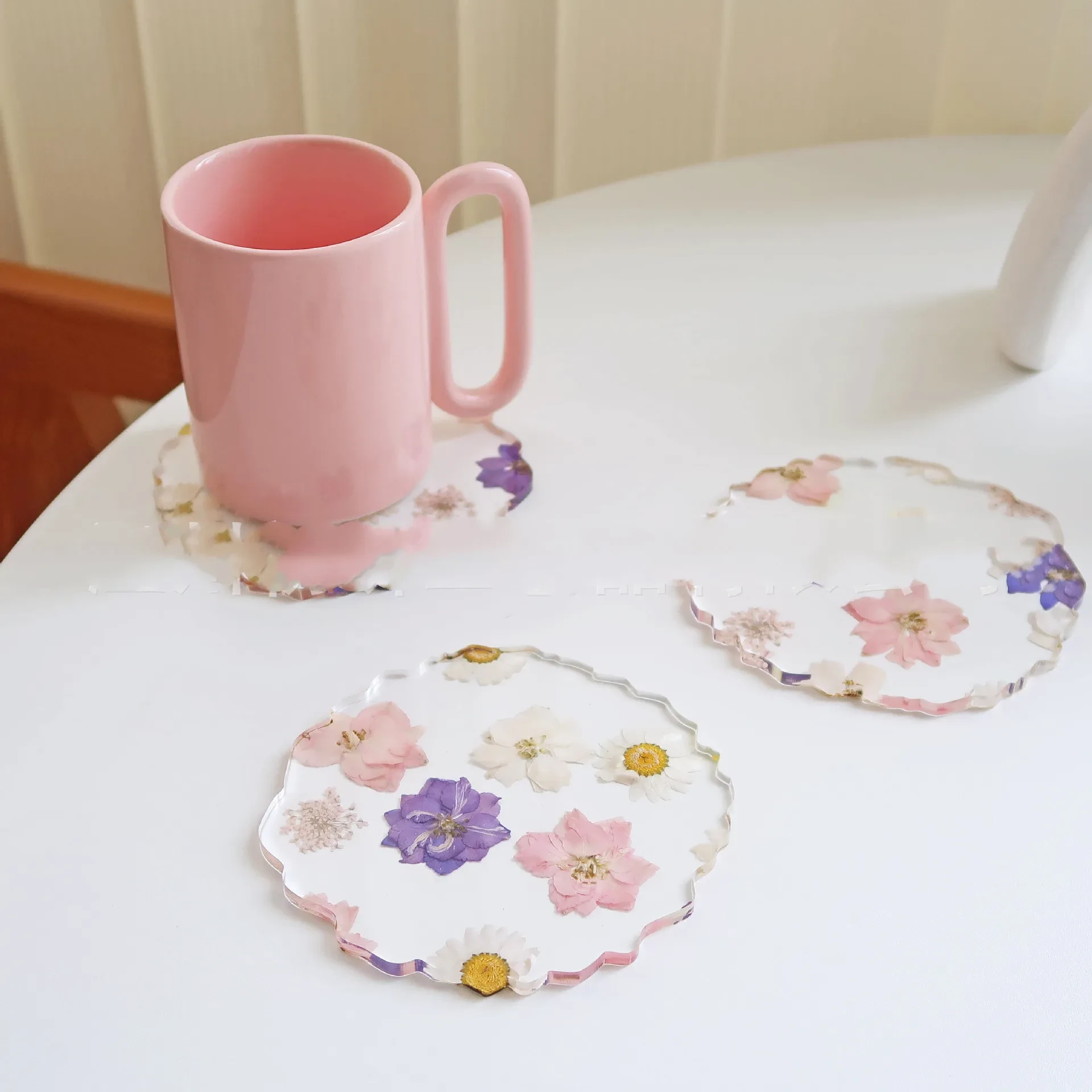 Dried Flower Coaster Acrylic Heat Proof Mat Resin