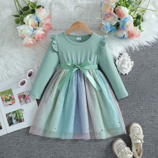 Baby Long Sleeve Bowknot Dress