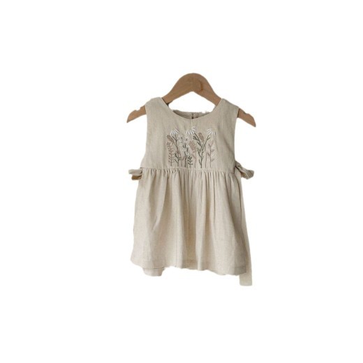 Embroidered Butterfly Lace-up Skirt Sleeveless Sling Dress