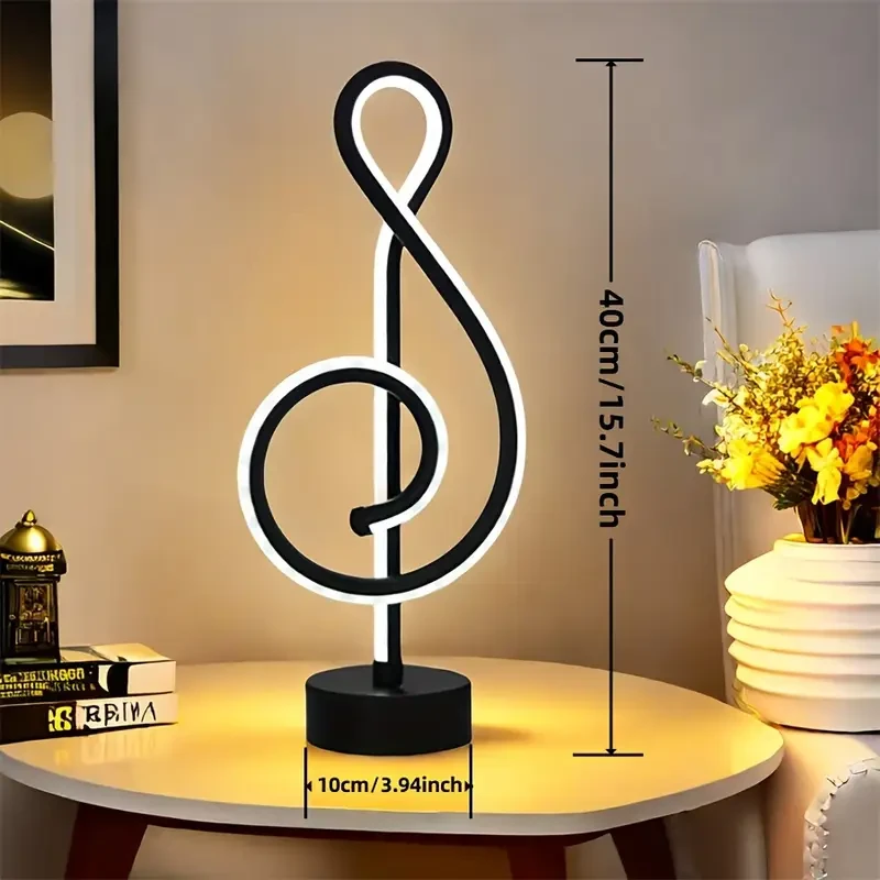 1pc LED Musical Note Table Lamp - Modern Simple Bedroom Bedside Warm Romantic Creative Decorative Table Lamp - Perfect Christmas & Birthday Gift
