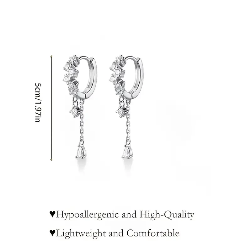 1 Pair Vintage Boho Alloy CZ Hoop Earrings - Teardrop Huggie Dangle with Water Droplet Accents, Perfect for Daily Wear & Special Occasions, Christmas Gift Jewelry for Women