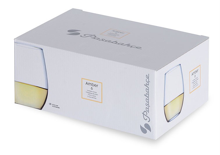 Amber Stemless Wine Glass 350ml Set 6 - Pasabahce