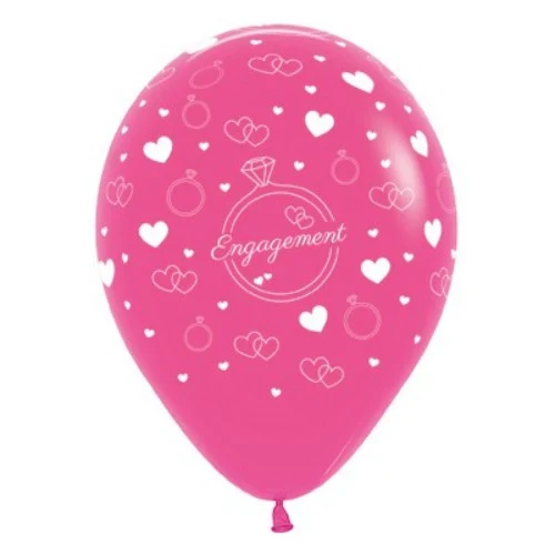30cm Engagement Fuchsia Fashion 6PK Latex Balloons - Pack of 6