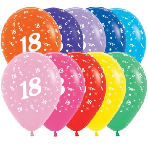 Balloons Age 18 Fashion Assortment  - Pack of 25