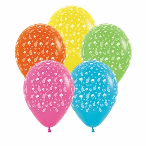 Balloons - Hawaiian Tropical Fashion Assorted  - Pack of 12