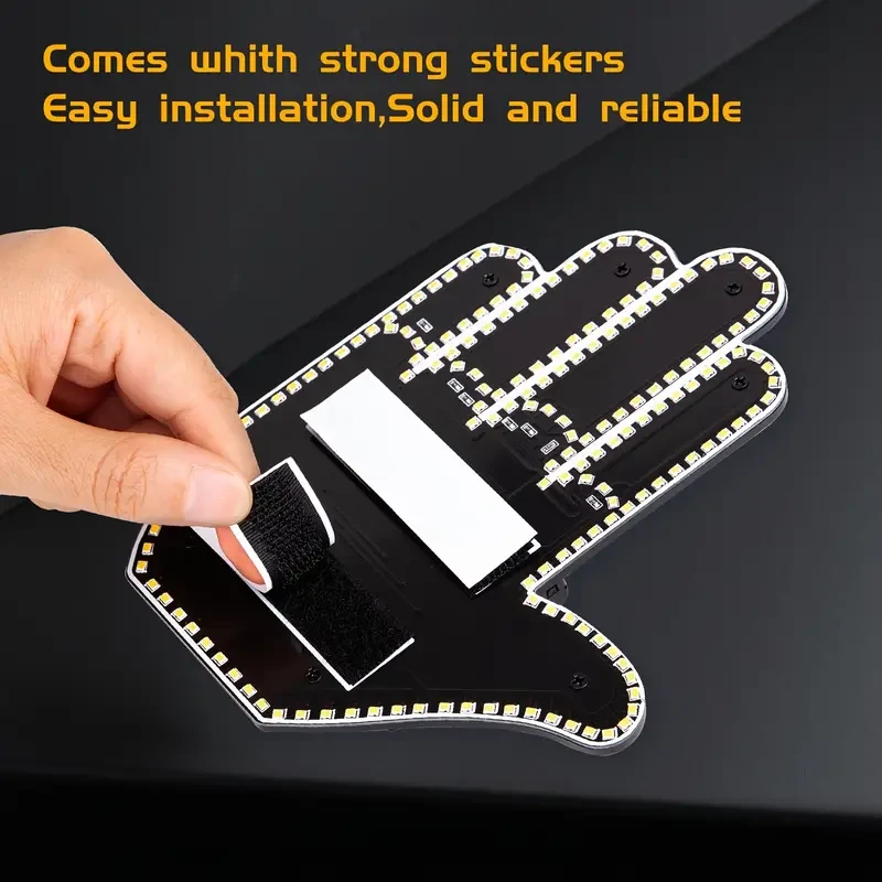 LED Illuminated Gesture Car Light with Remote - Middle Finger Road Rage Sign