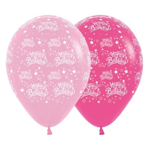 30cm Happy Birthday Stars Pink Assortment - Pack of 25