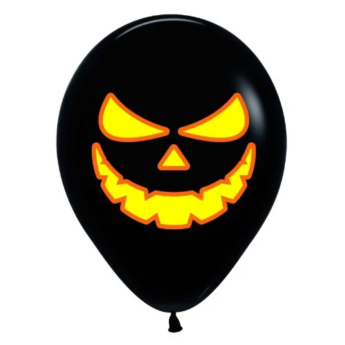 Bright Pumpkin Scary Faces Latex Balloons - 30cm (12pk) - Pack of 12