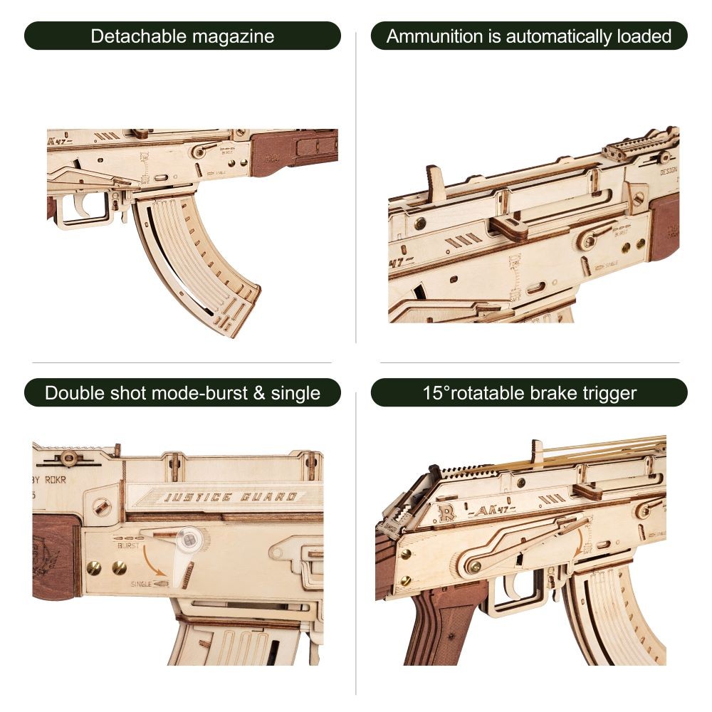 DIY AK-47 Wooden Toy Gun for Kids and Adults