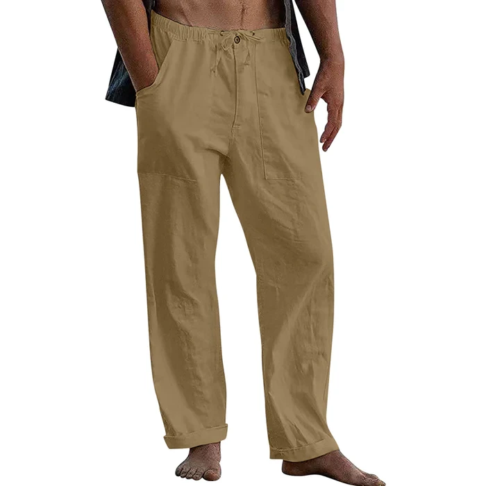 Men's Casual Solid Color Cotton Linen Pants