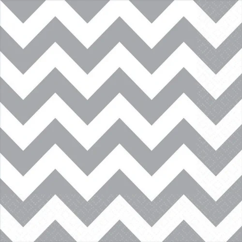 Chevron Lunch Napkins - Frosty White - Pack of 16