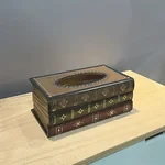 Creative Retro Wooden Book Shape Tissue Box