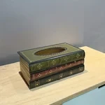 Creative Retro Wooden Book Shape Tissue Box