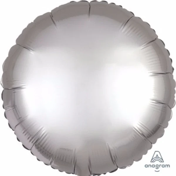45cm Round Platinum Satin Luxe Foil Balloon
