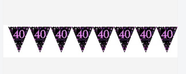 Banner - Celebration 40 Prismatic Pennant - Plastic (Pink)