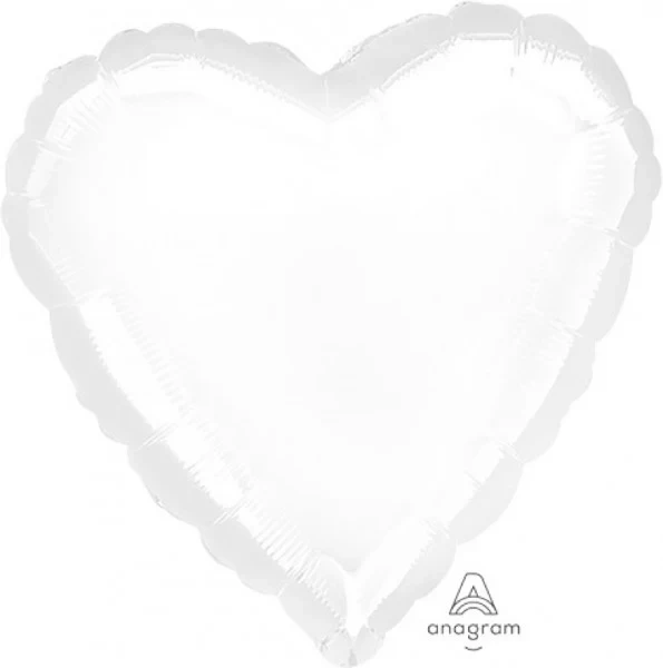 Foil Balloon - Self Sealing Standard Heart Hx (Metallic White)