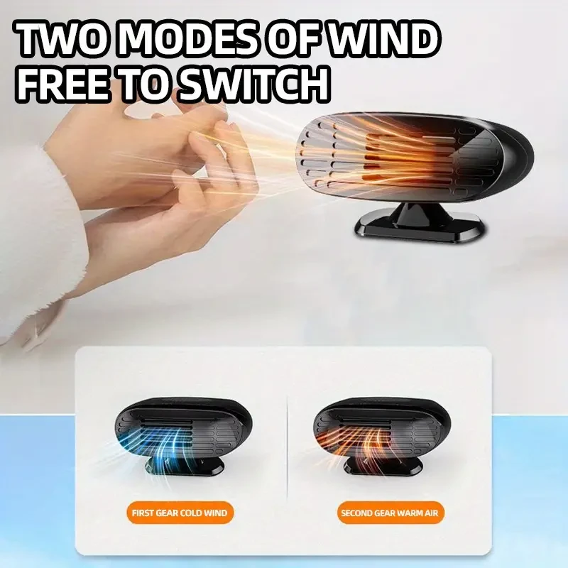 Car Heater DC12V/24V - Windshield Defogger & Defroster with 2-Speed Adjustable Rotation for Winter