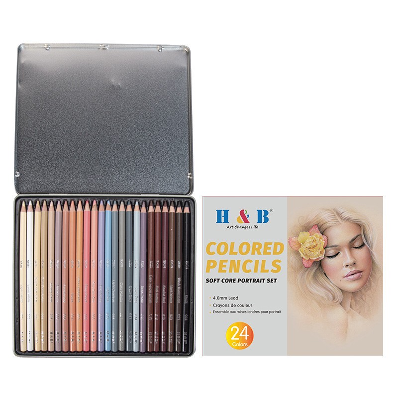 24-color Painting Skin Color Pen Hand-painted Portrait Color Pencil Oily Art Supplies