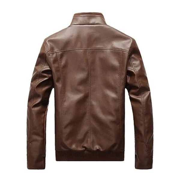 Men's Stand Collar Vintage Leather Jacket