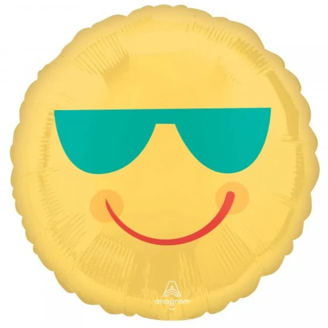 Balloon - 45cm Standard HX Yellow Smiley Face & Sunglasses