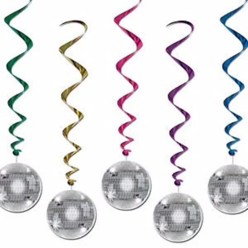 Hanging Decoration Whirls Disco Ball - Pack of 5